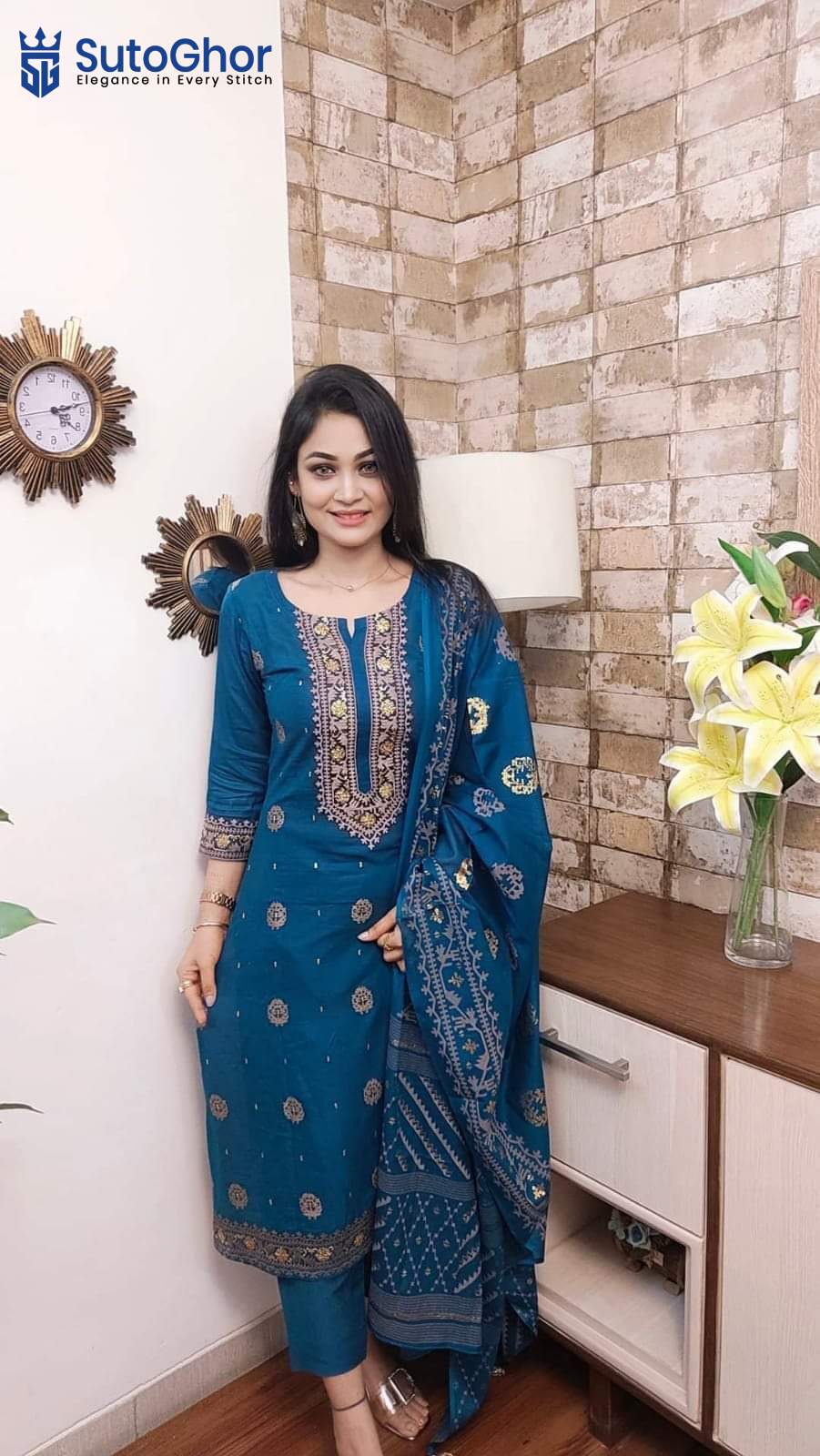 Unstitched Cotton Three Piece – Shalwar Kameez for Women